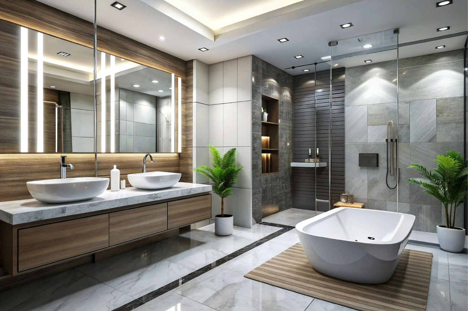 Modern renovated bathroom in New Jersey with updated fixtures